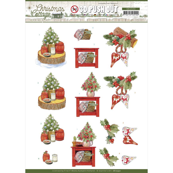 Find It Trading Jeanine's Art Punchout Sheet - Christmas Decoration, Christmas Cottage