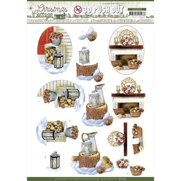 Find It Trading Jeanine's Art Punchout Sheet - Wood Decorations, Christmas Cottage