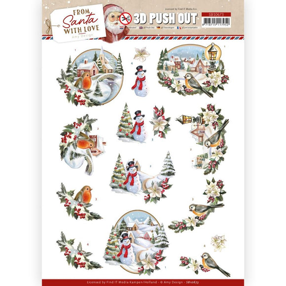 Find It Trading Amy Design Punchout Sheet - Snowman, From Santa W/ Love