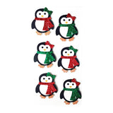 Little Birdie Christmas Glitter Embellishment 6/Pkg - Sparkle Penguin