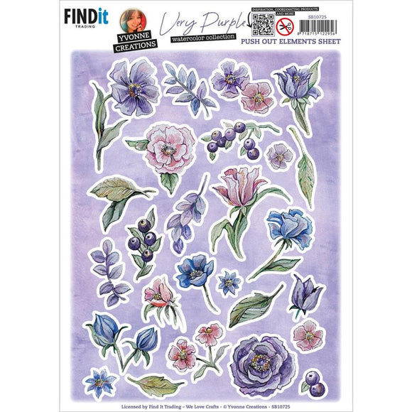 Find It Trading Yvonne Creations Punchout Sheet - Small Elements A, Very Purple