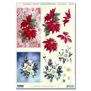 Reddy Creative Cards Die-Cut 3D Card Toppers - Poinsettia & Dogwood