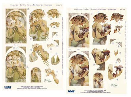 3D Die Cut Sheet - Alphonso Mucha Flowers & Fruits (2 sheets)