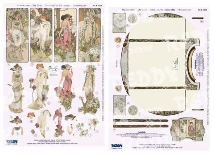 3D Die Cut Sheet - Alphonso Mucha Flowers & Backing Sheet