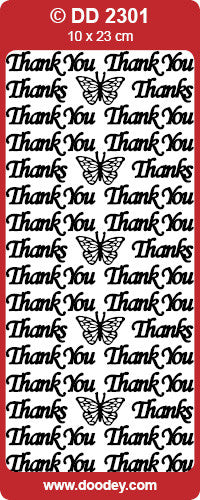 Doodey Peel-Off Deco Sticker - Thank you - Silver & Gold