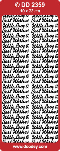 Doodey Peel-Off Deco Sticker - With Love & Best Wishes - Silver & Gold