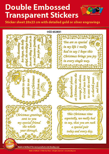 Double Embossed Transparent Stickers - Christmas Verses