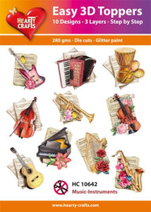 Easy 3D Die-Cut Toppers - Music Instruments