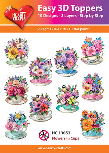 Easy 3D Die-Cut Topper - Flowers in Cups