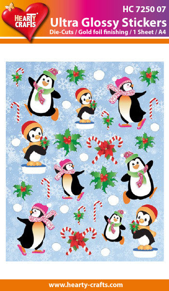 Ultra Glossy Stickers - Christmas Penguins