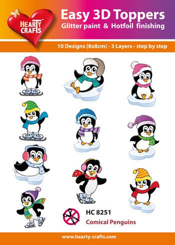 Easy 3D Die-Cut Toppers - Comical Penguins