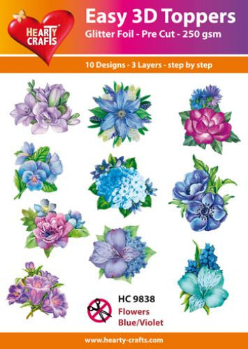 Easy 3D Die-Cut Toppers - Flowers Blue/Violet