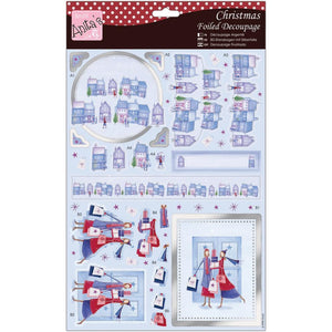 Anita's Christmas A4 Foiled Decoupage Sheet - Winter Shopping